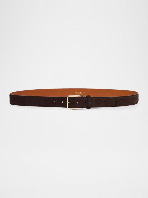Santoni Men's Suede Buckle Belt