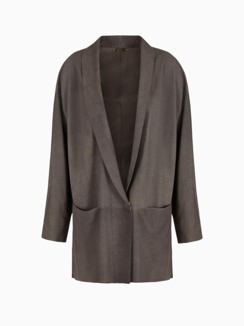 GIORGIO ARMANI Single-breasted jacket in chevron-print suede