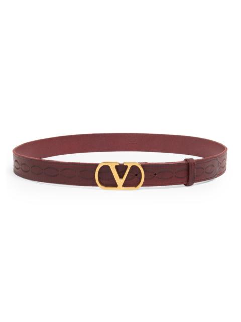 Valentino Men's VLogo Signature Calfskin Belt 30MM - Red