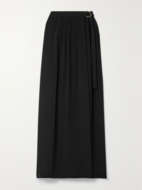 Loro Piana Athina pleated silk-cady maxi wrap skirt Black