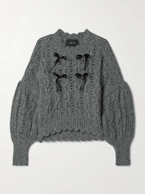 Simone Rocha Bow-embellished cable-knit alpaca-blend sweater
