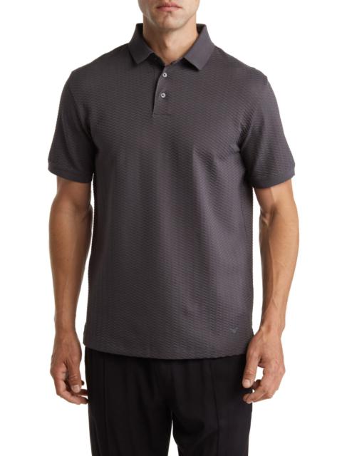 Emporio Armani Wavy Textured Polo in Grey at Nordstrom