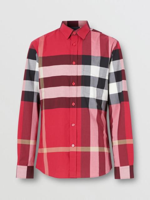 Burberry Check Stretch Cotton Poplin Shirt