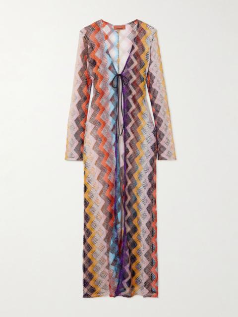 Missoni Mare striped metallic crochet-knit coverup Multi