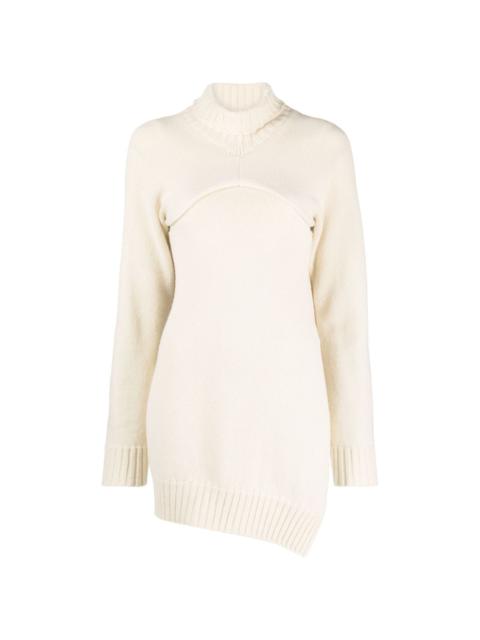 detachable-panel ribbed-knit jumper