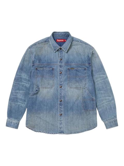 Supreme Supreme Fleece Hooded Denim Shirt Blue - SUP-FW22-743