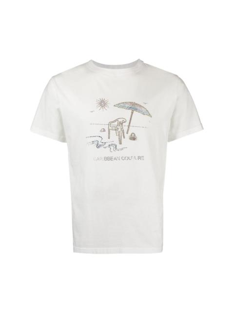 rhinestone-embellished graphic-print T-shirt
