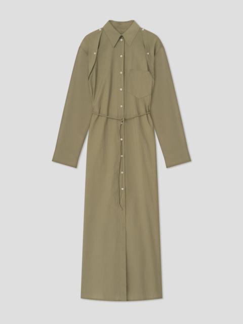 Nanushka Maxi Shirt Dress With Button Off-Shoulder Detail