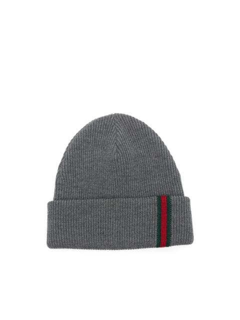 GUCCI wool Web-stripe beanie