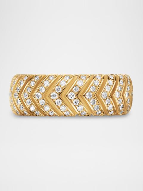 DAVID YURMAN Men's Chevron Band Ring in 18K Gold with Diamonds, 8mm