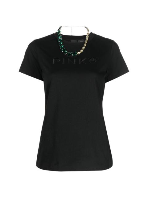 crystal-embellished necklace T-shirt