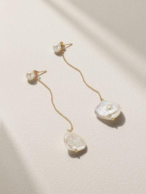 MATEO Duality 14-karat gold pearl earrings Off-white