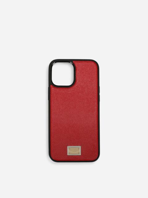 Dauphine calfskin iPhone 12 Pro cover with plate