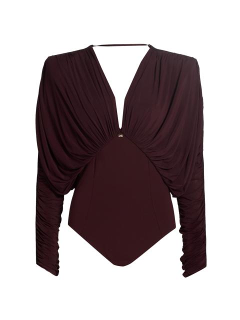 ELISABETTA FRANCHI Women's Draped Stretch Jersey Bodysuit - Merlot