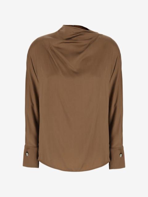 Max Mara draped button-cuff blouse