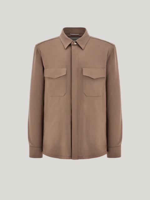 Canali WALNUT WOOL FLANNEL RELAXED-FIT OVERSHIRT