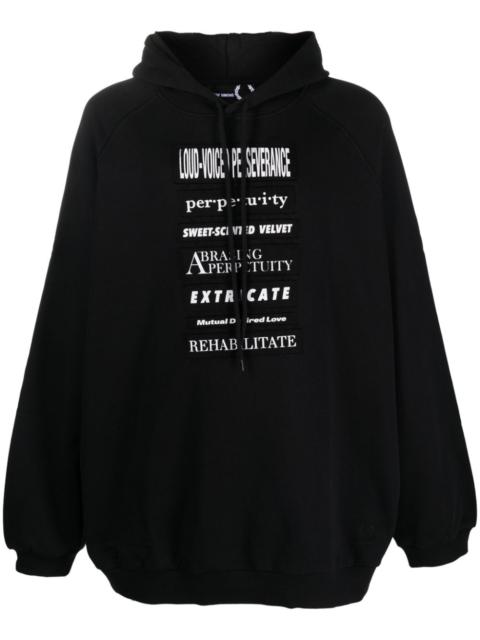 slogan-patches cotton hoodie