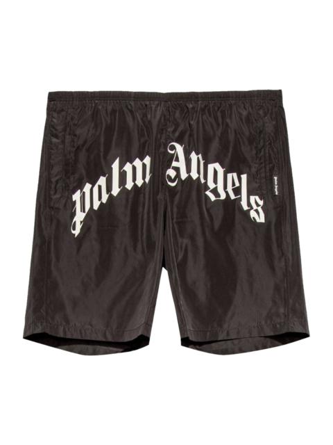 Palm Angels Palm Angels Curved Logo Swim Short 'Black/White'