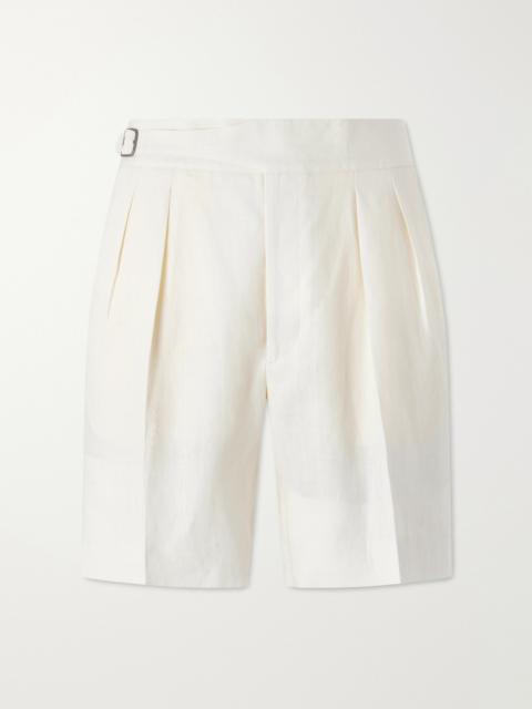 Ralph Lauren Straight-Leg Pleated Linen Shorts