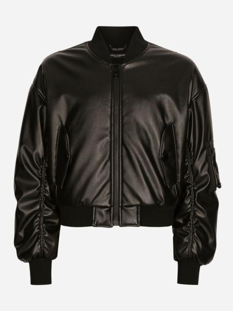 Dolce & Gabbana Faux leather jacket with logo tag