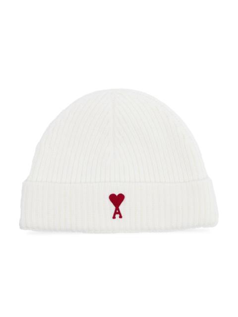 AMI Paris Unisex ​ADC Logo Wool Beanie - Off White Red