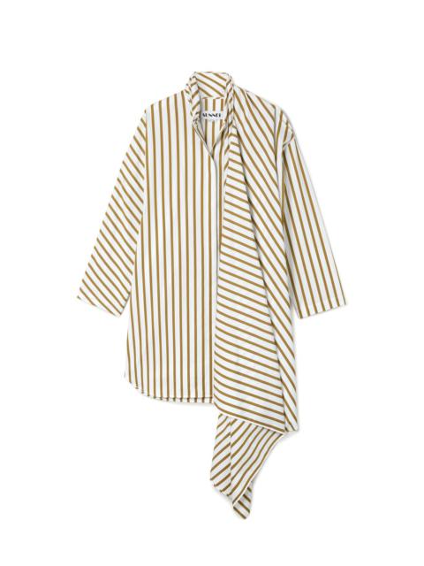 SUNNEI ASYMMETRIC SHIRT DRESS / white & olive stripes