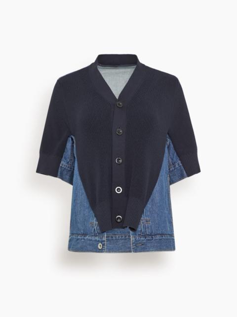 sacai Denim x Knit Cardigan in Navy x Blue
