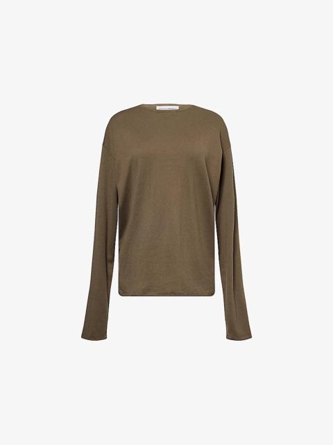 extreme cashmere Aries Round-Neck Cotton and Cashmere-Blend Knitted Jumper