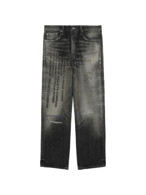 slogan-print straight-leg jeans