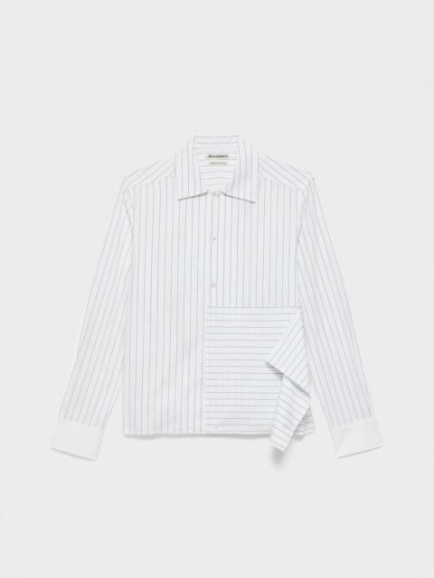 JW Anderson WOMENS ASYMMETRIC DRAPED SHIRT IN WHITE & BLUE