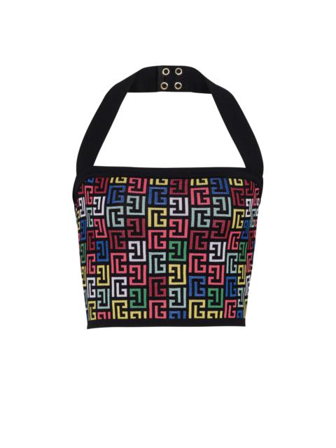 Balmain Halterneck top in Pop Monogram knit