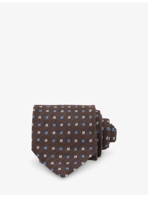REISS Salvatore Micro-Square Linen, Silk And Blend Tie