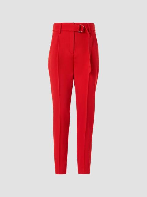 AKRIS Women's Fred Virgin-Wool Belted Mid-Rise Tapered-Leg Pants - Red