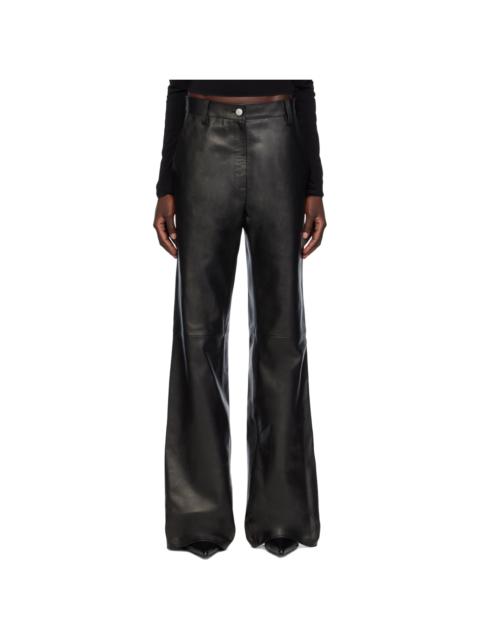 Black Paneled Leather Pants