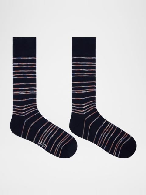 Paul Smith Men's Kew Multicolor Pinstripe Crew Socks