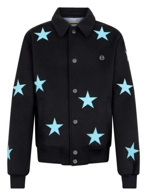 PHILIPP PLEIN star-print wool shirt jacket