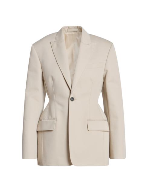 WARDROBE.NYC WARDROBE. NYC Women's Drill Contour Cotton Single-Breasted Blazer - Stone