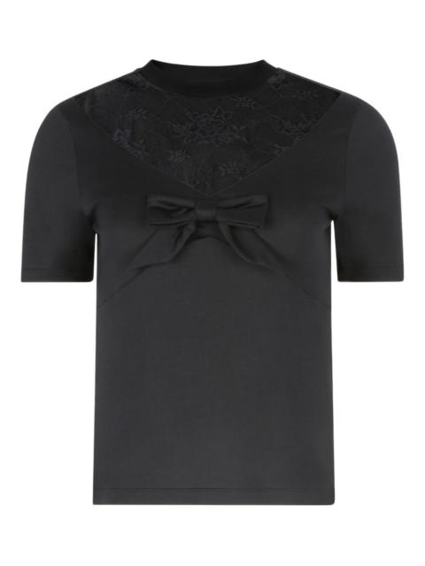 NINA RICCI bow lace-inserts short-sleeves T-shirt