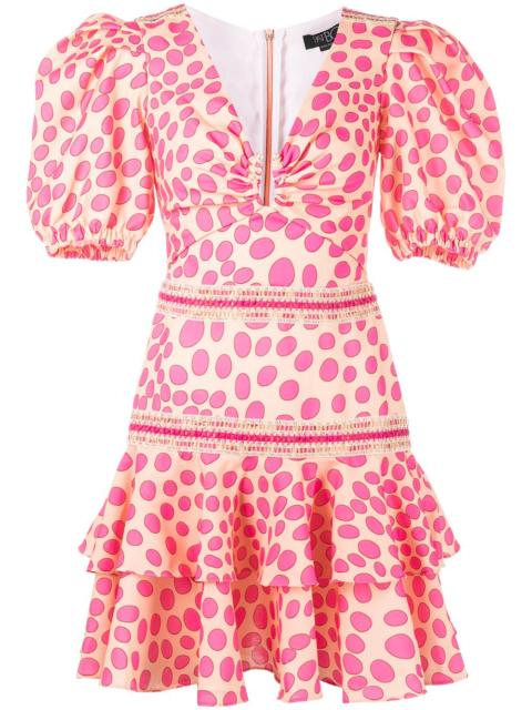 PatBO polka-dot lace-trim mini dress