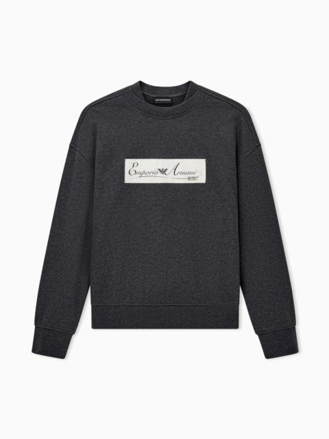 EMPORIO ARMANI FRENCH TERRY JERSEY SWEATSHIRT WITH EMPORIO ARMANI DISTRICT PATCH