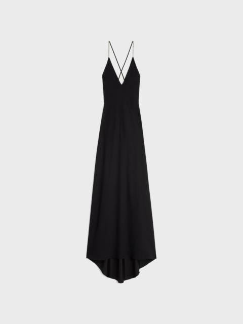 CELINE slip dress with rhinestones in satin-lined crêpe