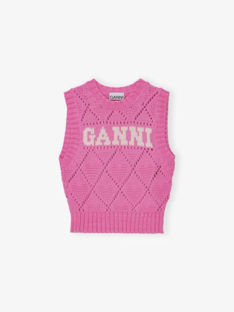 GANNI PINK COTTON ROPE VEST