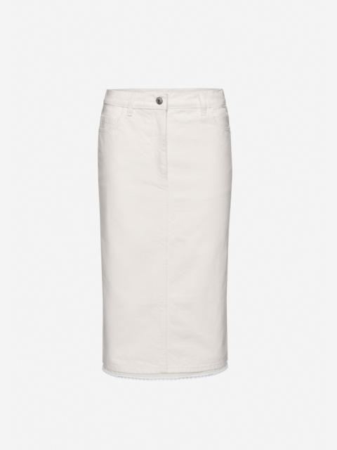 MAGDA BUTRYM Denim skirt in white with lace slip