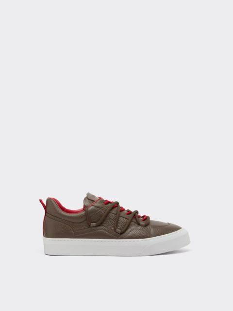 Ferrari Low-top Sneakers in Maroon Leather