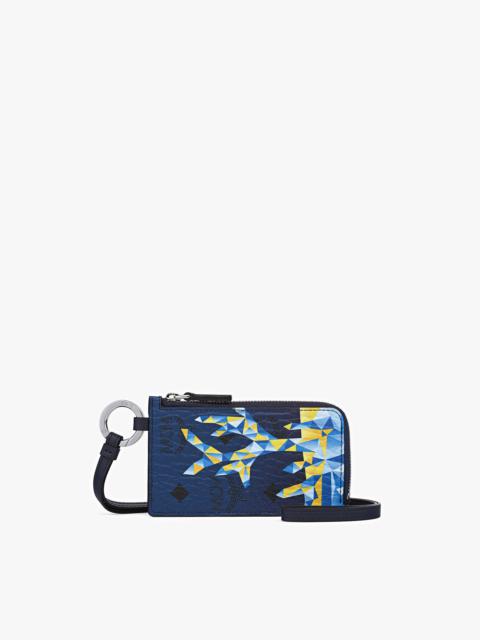 MCM Aren Lanyard Card Case in Cubic Coral Visetos