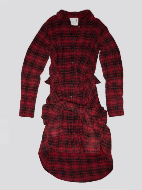 R13 TIE SHIRTDRESS - RED AND BLACK