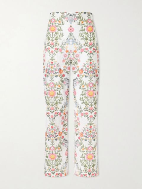 BORGO DE NOR Joshua broderie anglaise cropped cotton straight-leg pants White