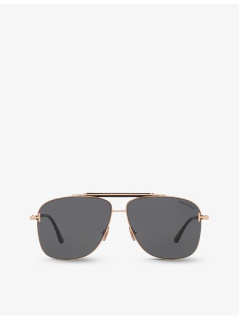 TOM FORD TR001628 Jaden aviator-frame metal sunglasses