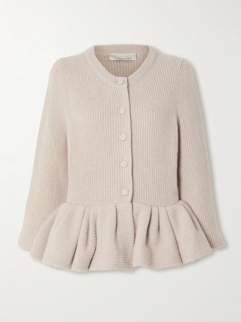 LIBEROWE Ruffled Cashmere Peplum Cardigan