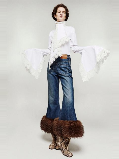 A.W.A.K.E. MODE VICTORIAN STYLE HIGH COLLAR TOP WITH JABOT WHITE